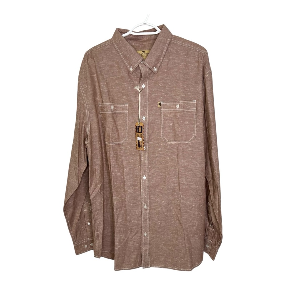 Buffalo Jackson Cotton Light Brown Button Up Shirt New with Tags XXL